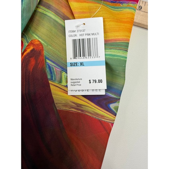 Robbie Bee Hot Pink Multi Abstract Lined Sleeveless Dress Womens XLarge NWT - Picture 4 of 10